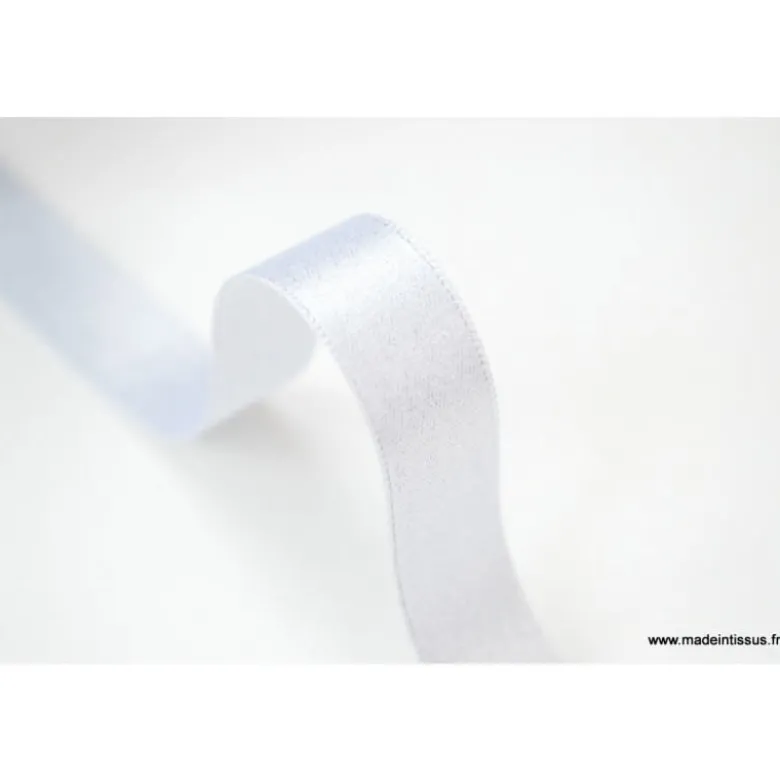 Ruban SATIN LUREX ARGENT - TRAME BLANC, 15 mm, .