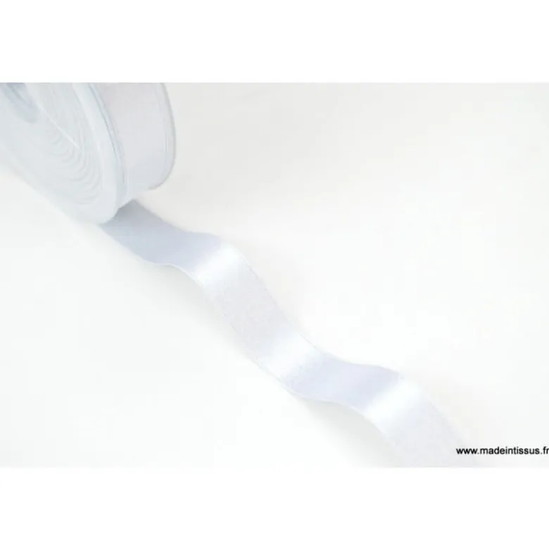 Ruban SATIN LUREX ARGENT - TRAME BLANC, 15 mm, .