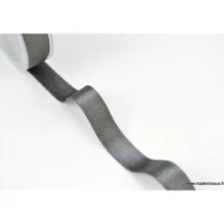 Ruban SATIN LUREX ARGENT - TRAME GRIS, 15 mm, .