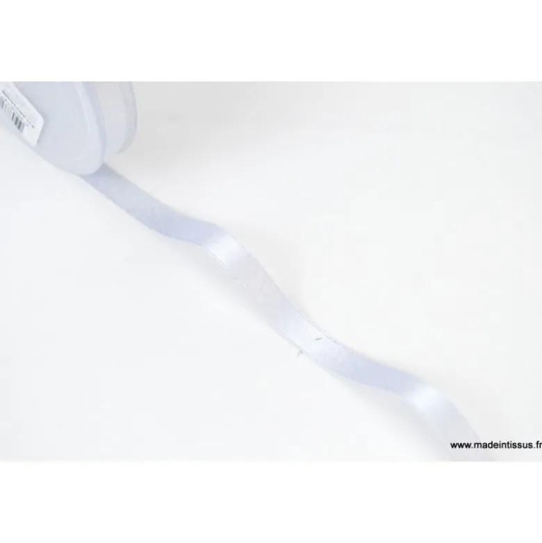 Ruban SATIN LUREX ARGENT - TRAME BLANC, 10 mm