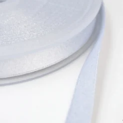Ruban SATIN LUREX ARGENT - TRAME BLANC, 10 mm