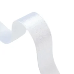Ruban SATIN LUREX ARGENT - TRAME BLANC, 10 mm