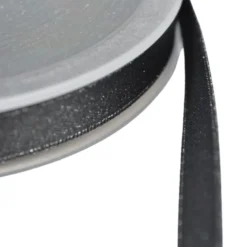 Ruban SATIN LUREX ARGENT - TRAME NOIR, 10 mm