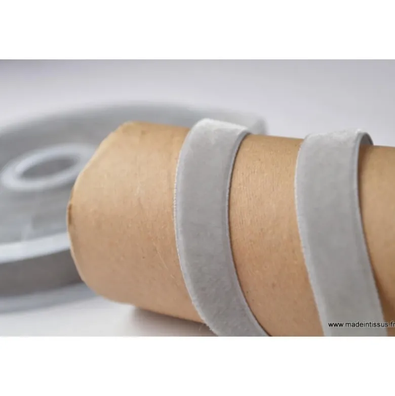 Ruban velours gris, 16mm,.