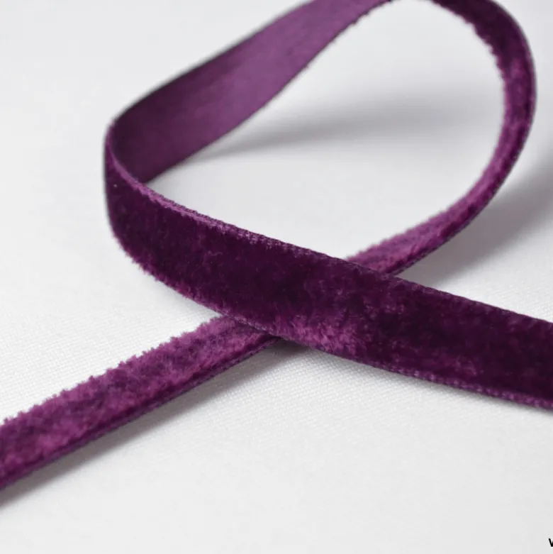 Ruban velours violet, 9mm, .