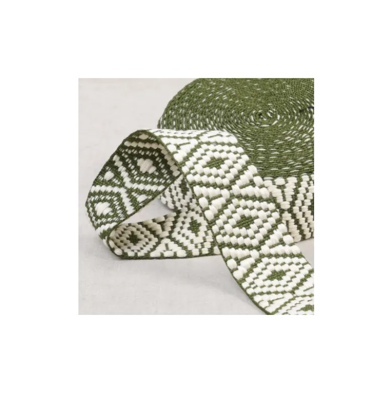 Sangle ethnique - losange Kaki et blanc