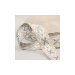 Sangle jacquard Ethnique 38mm - Beige et Argent