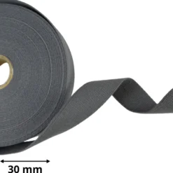 Sangle souple 30mm en coton - Gris Anthracite