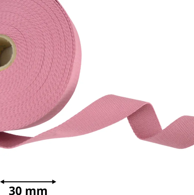 Sangle souple 30mm en coton - Vieux rose