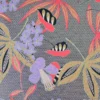 Satin de coton stretch – Motif floral tropical noir, rouge et violet