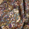 Satin Duchesse Imprimé – Motif Paisley & Fleurs sur Fond Bleu