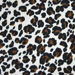 Seersucker surpiqué motif léopard sable et noir