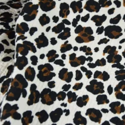 Seersucker surpiqué motif léopard sable et noir