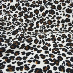 Seersucker surpiqué motif léopard sable et noir