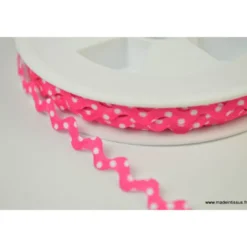 Serpentine Croquet à Pois Blanc sur fond Fuchsia 9mm x1m