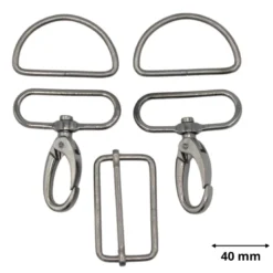 Set d'accessoires pour sac - 40mm - Argent anthracite