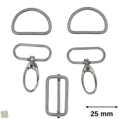 Set d'accessoires pour sac - 25mm - Argent anthracite