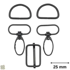 Set d'accessoires pour sac - 25mm - Noir