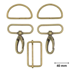 Set d'accessoires pour sac - 40mm - Or