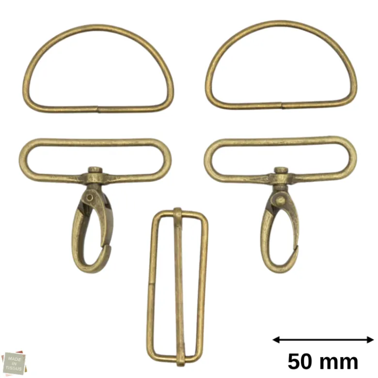Set d'accessoires pour sac - 50mm - Or Antique