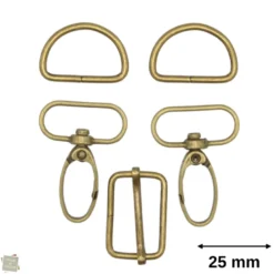 Set d'accessoires pour sac - 25mm - or antique