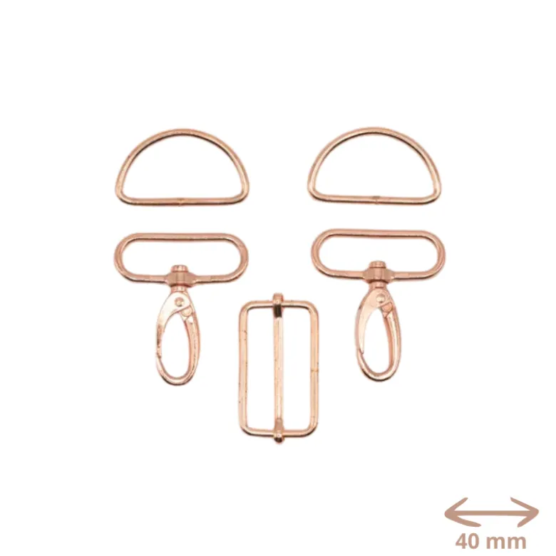 Set d'accessoires pour sac - 40mm - Rose doré