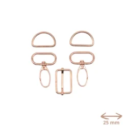 Set d'accessoires pour sac - 25mm - rose doré