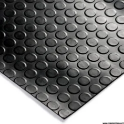 Tapis caoutchouc noir, au mètre, à pois en 1.20m de largeur