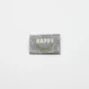 Étiquette tissée gris - Happy - strass doré
