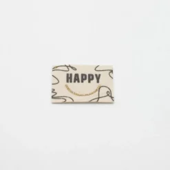 Étiquette tissée - Happy - strass doré