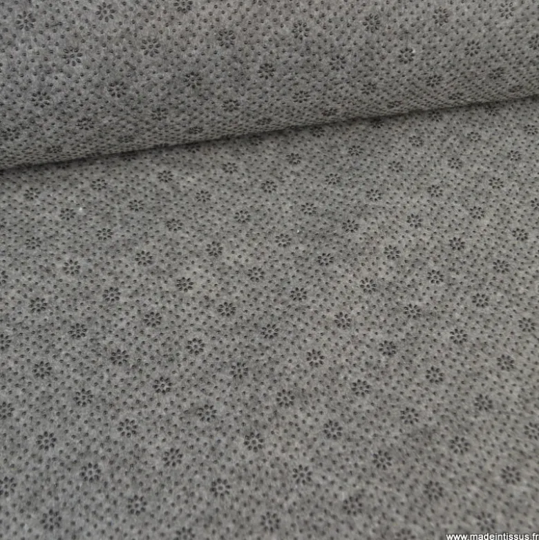Tissu antidérapant en feutre de polyester gris.