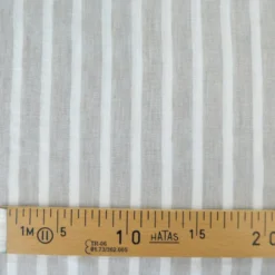 Tissu aspect Lin à rayures - Sable et blanc