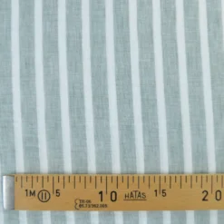 Tissu aspect Lin à rayures - Sauge et blanc