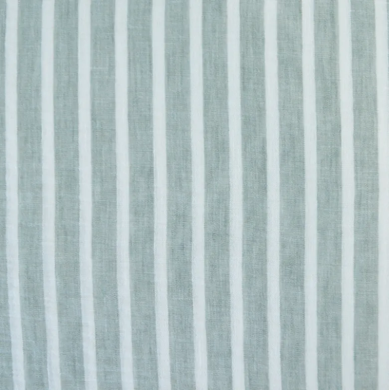 Tissu aspect Lin à rayures - Sauge et blanc