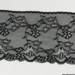 Tissu bande Galon dentelle lycra noir 10,8 cm