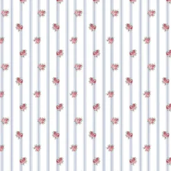 Tissu Batifolle en coton motif fleurs et rayures fond blanc - OEKO TEX