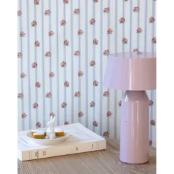 Tissu Batifolle en coton motif fleurs et rayures fond blanc - OEKO TEX