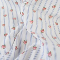 Tissu Batifolle en coton motif fleurs et rayures fond blanc - OEKO TEX