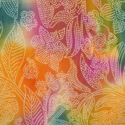 Tissu Batik Viscose “Soleil Levant” – Motif fleuri pointillé multicolore