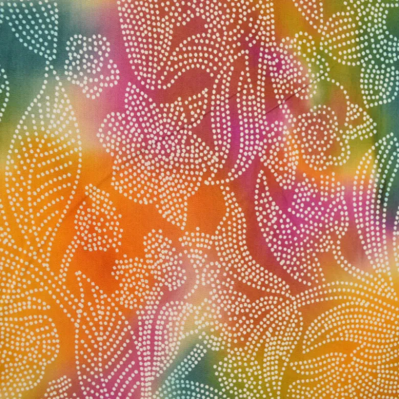 Tissu Batik Viscose “Soleil Levant” – Motif fleuri pointillé multicolore