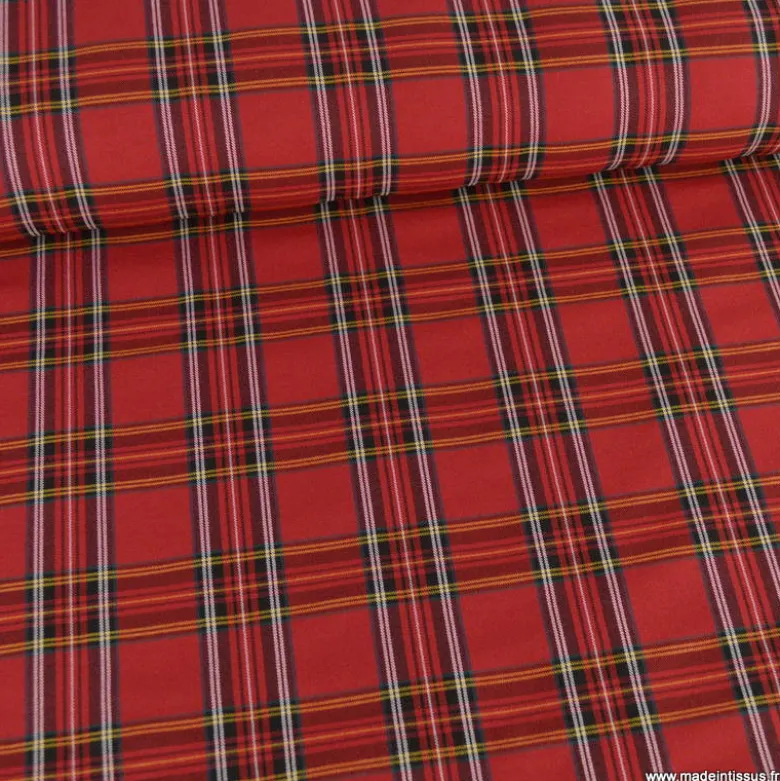 Tissu Bengaline tartan écossais Rouge et vert