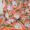 Tissu Block print Indien Bundi – Motif fleurs fond corail
