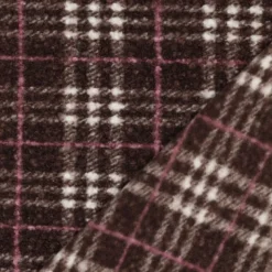 Tissu Bouclette Manteau Tartan Chocolat et rose
