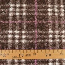 Tissu Bouclette Manteau Tartan Chocolat et rose