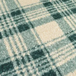 Tissu Bouclette Manteau Tartan Vert & Écru