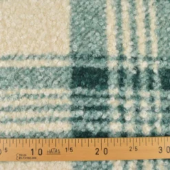 Tissu Bouclette Manteau Tartan Vert & Écru