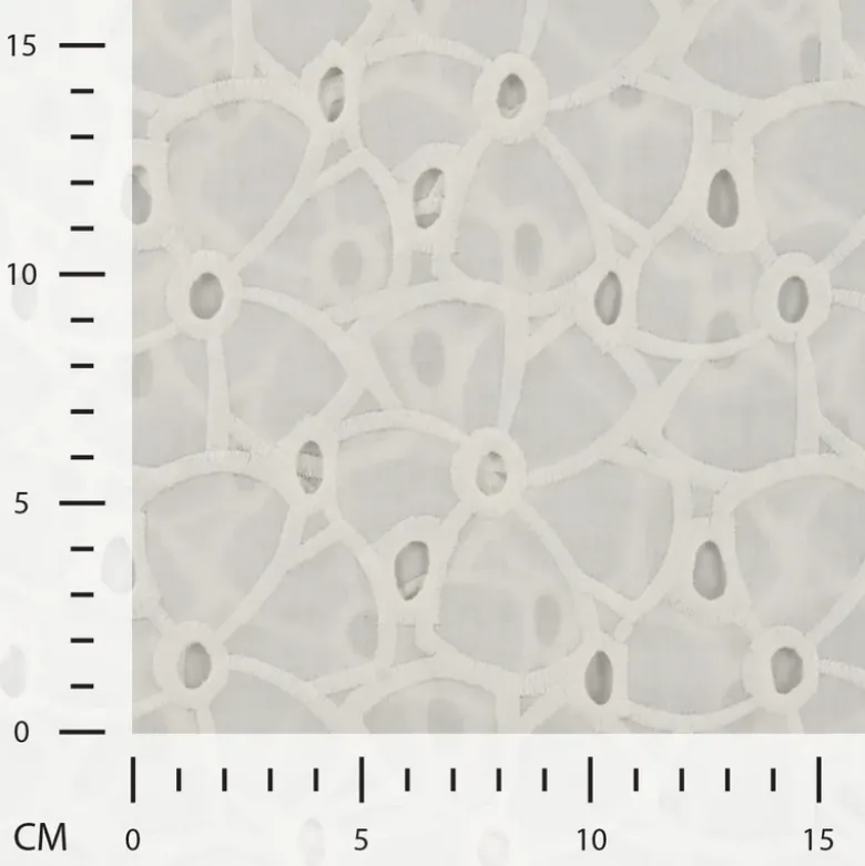 Tissu broderie anglaise blanc cassé – Motif fleurs larges