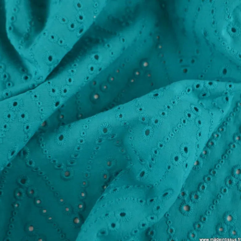 Tissu broderie anglaise Leissa - Emeraude