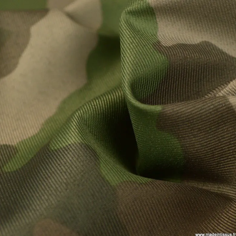 Tissu camouflage armée de terre - sergé polyester (fin de série).