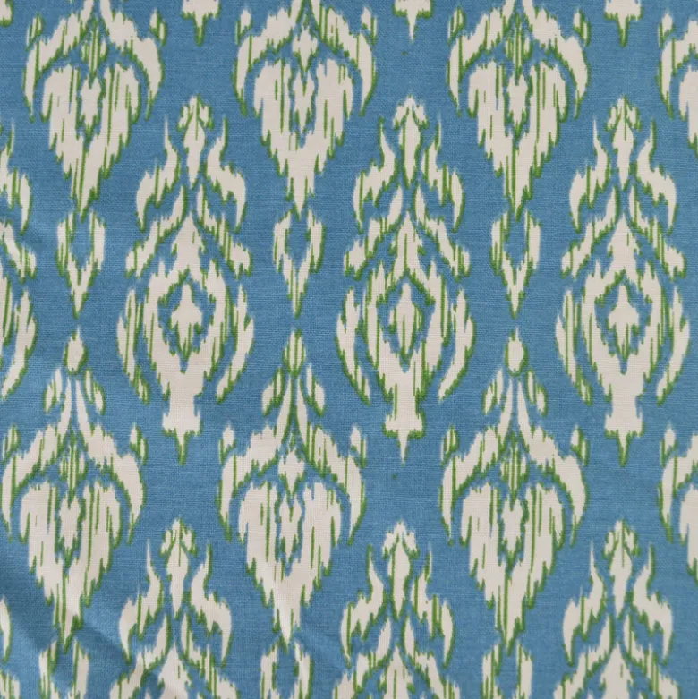 Tissu canva Basuki type canvas motif Ikat bleu et lin